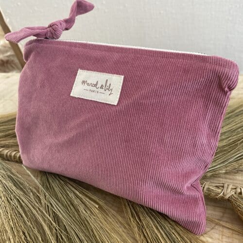 Pochette en velours bois de rose Marcel et Lily