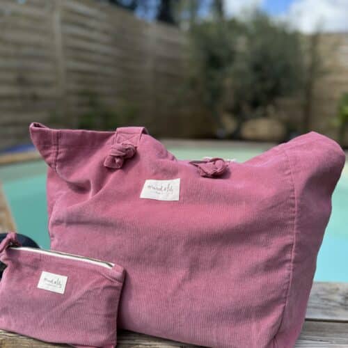 Cabas en velours bois de rose Marcel et Lily