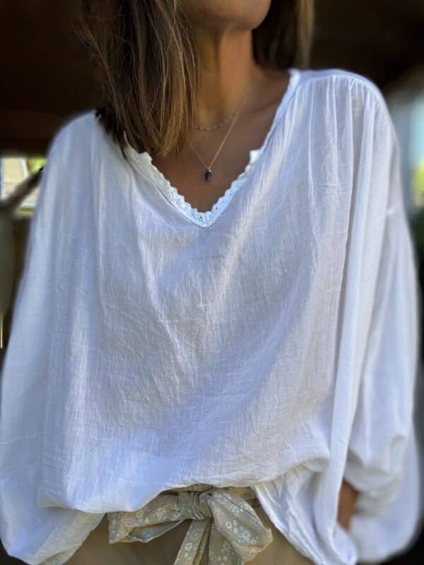 blouse Agathe blanche oversize – Image 3