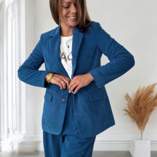 blazer Issac en velours bleu de cobalt