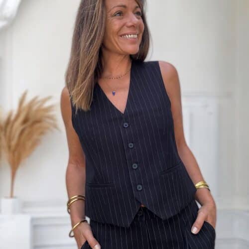 Gilet Jules noir à rayures