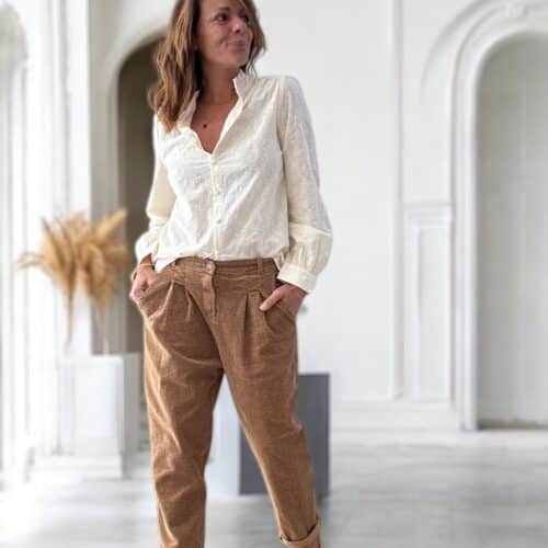 Pantalon Pila en velours camel