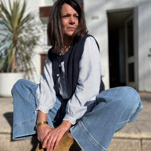 gilet Camille sans manches en baby alpaga marine