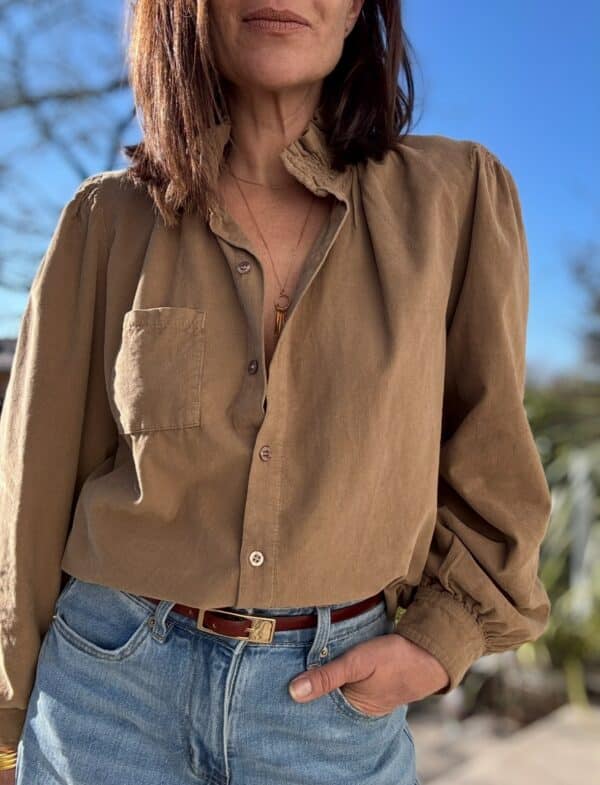 Chemise Brune en velours tan – Image 6
