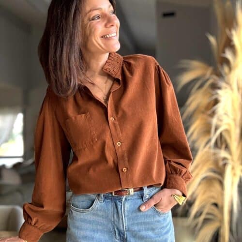 Chemise Brune en velours rouille