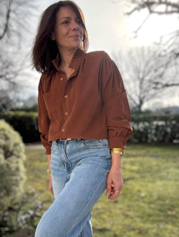 Chemise Brune en velours rouille – Image 3