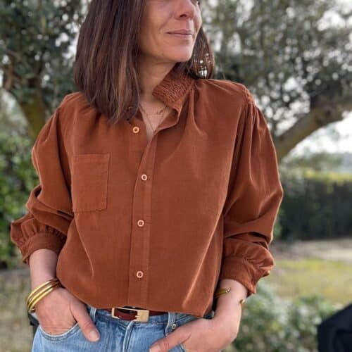Chemise Brune en velours rouille