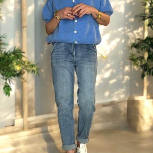 Jean Aurel coupe mom fit bleu clair