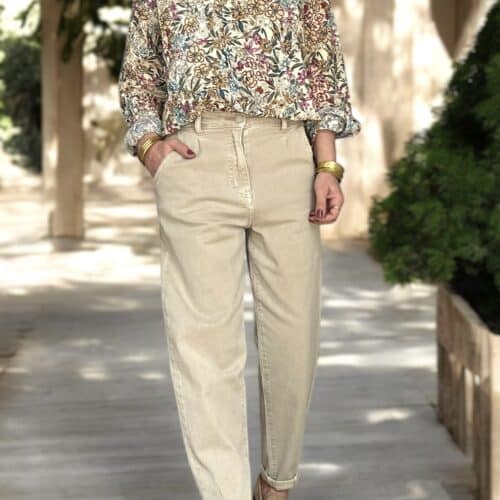 Jean Tiffanie balloon fit beige foncé