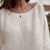pull col bateau en kid mohair écru