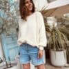 pull col bateau en kid mohair écru
