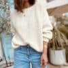 Pull en kid mohair doux écru col bateau Nelly – Image 4