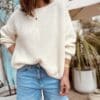 pull doux en kid mohair écru, fabrication italienne