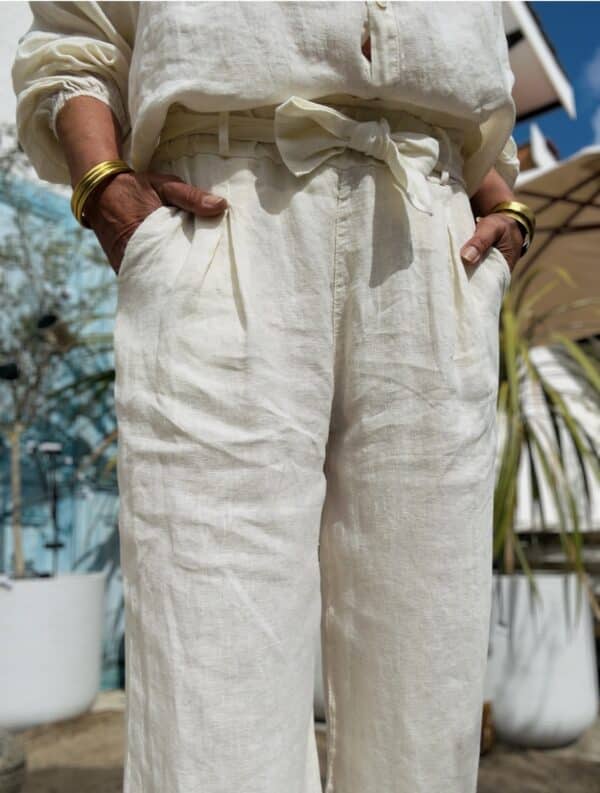 Pantalon en lin écru large Pierre – Image 5