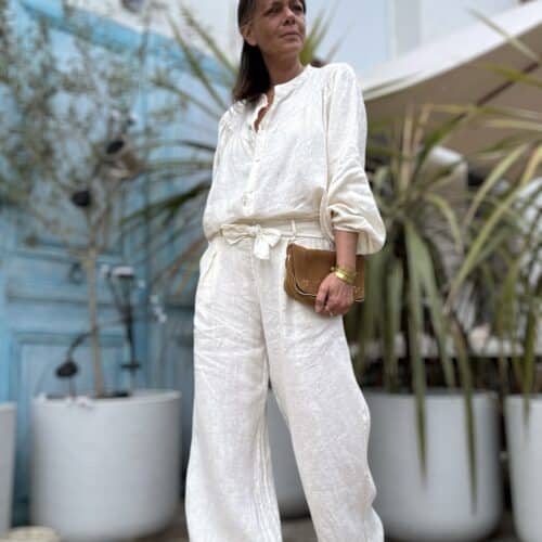 Pantalon en lin écru large Pierre