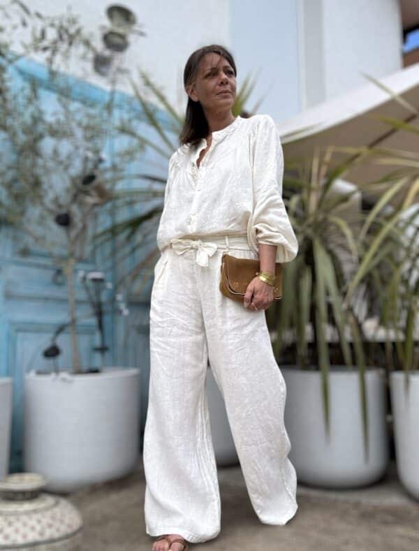 Pantalon en lin écru large Pierre – Image 2