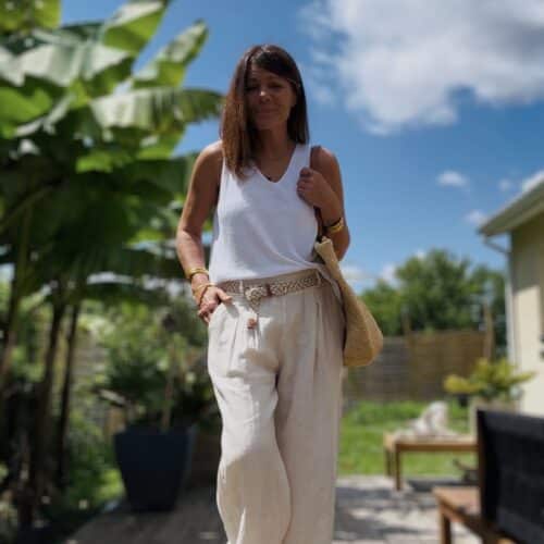 Débardeur blanc en lin Ambroise