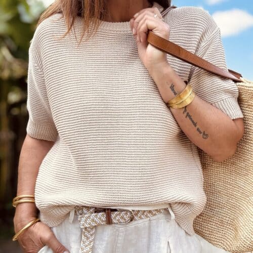 Pull Marcus camel clair boutons sur l’épaule