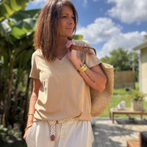 T-shirt camel col V Bruno