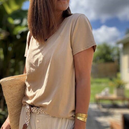 T-shirt camel col V Bruno