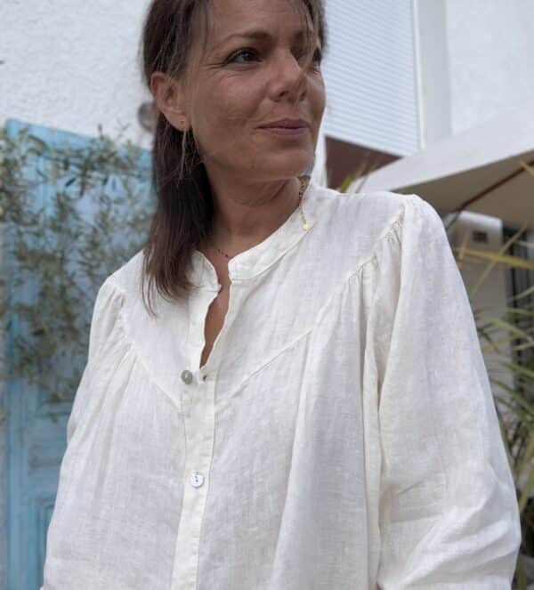 Chemise en lin écru Romane manches ballon – Image 4