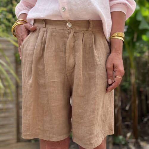 Short en lin camel Timéo