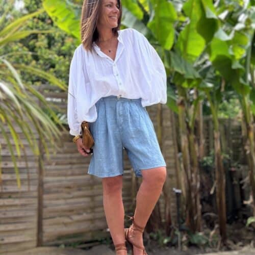 Short en lin bleu Timéo