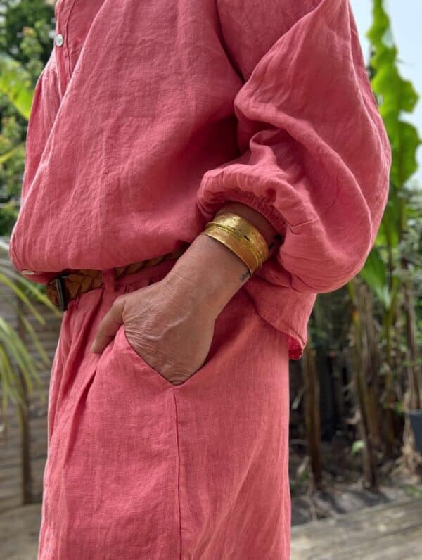 Chemise en lin terracotta Romane manches ballon – Image 6