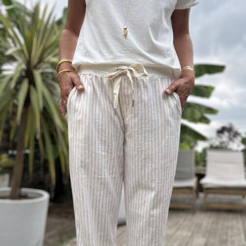 Pantalon rayé beige Samba