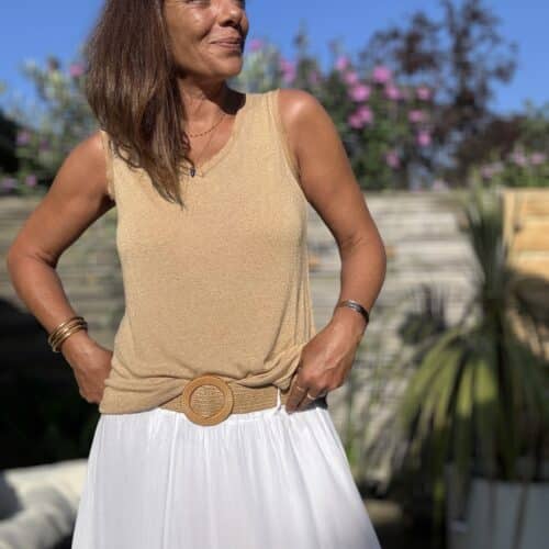 Débardeur Jana camel en lin et viscose