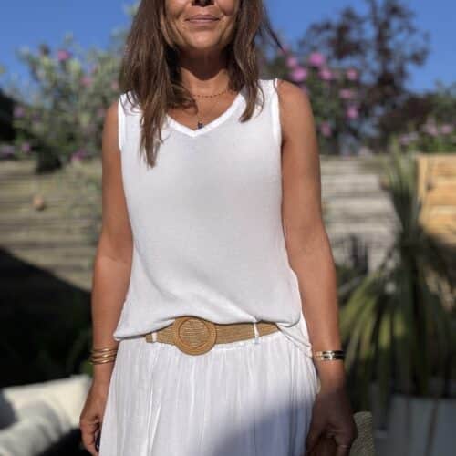 Débardeur Jana blanc en lin et viscose