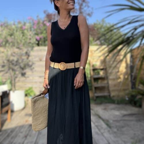 Débardeur Jana noir en lin et viscose