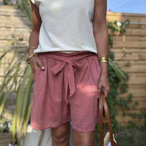 Short en voile de coton terracotta Sana