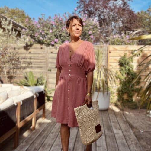 Robe Soline terracotta en viscose et lin