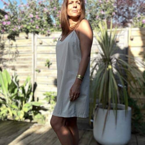 Fond de robe Bertiy beige en voile de coton