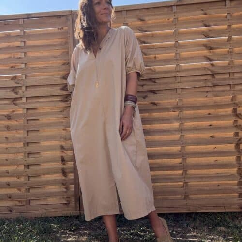 Robe longue en coton beige Alba