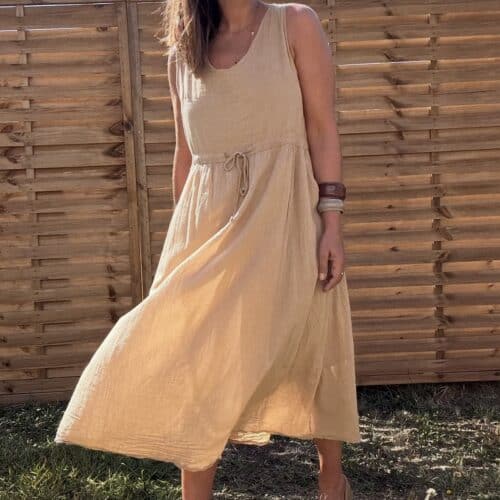 Robe longue en coton camel Elyne