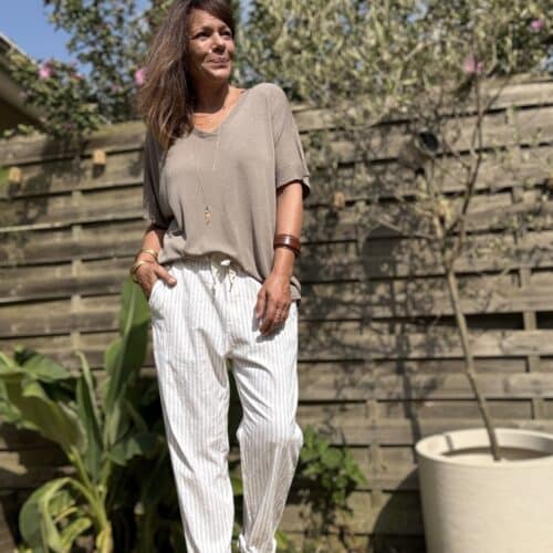 Pull ample taupe maille fine et fluide Lyra
