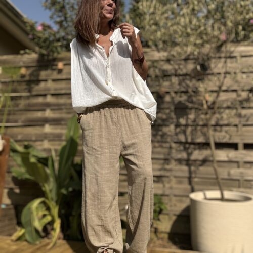 Pantalon large en coton camel Honoré