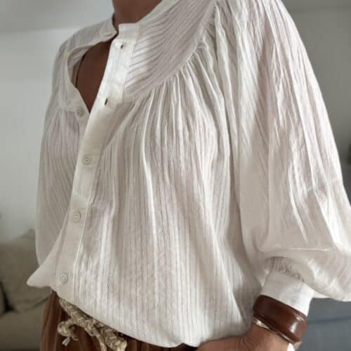 Chemise en voile de coton blanc brodé Séliane