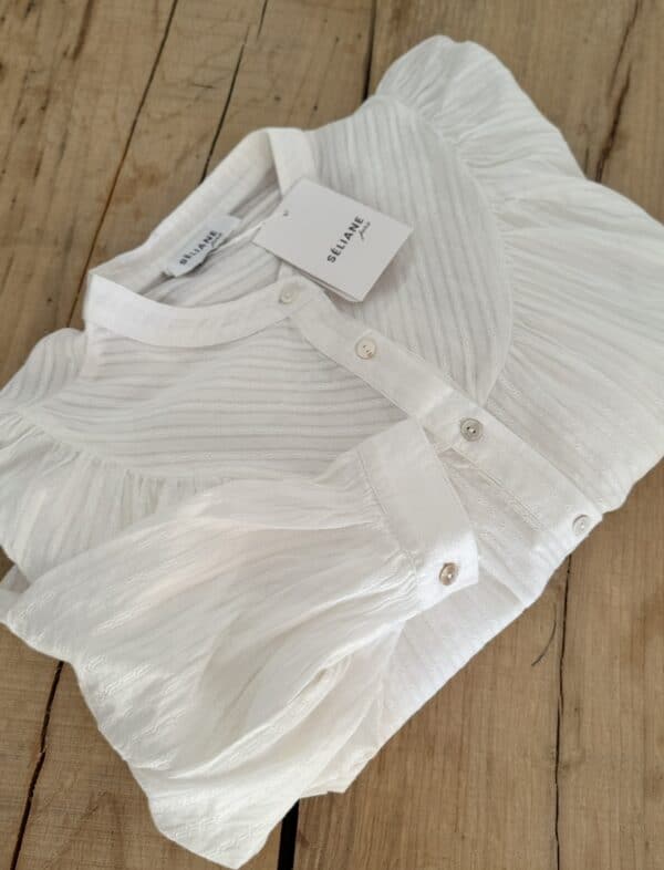Chemise en voile de coton blanc brodé Séliane – Image 7
