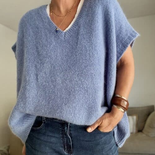 Pull oversize en kid mohair bleu Noé