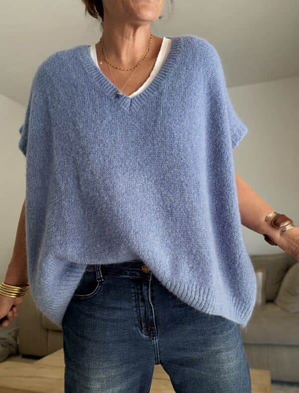 Pull oversize en kid mohair bleu Noé – Image 3