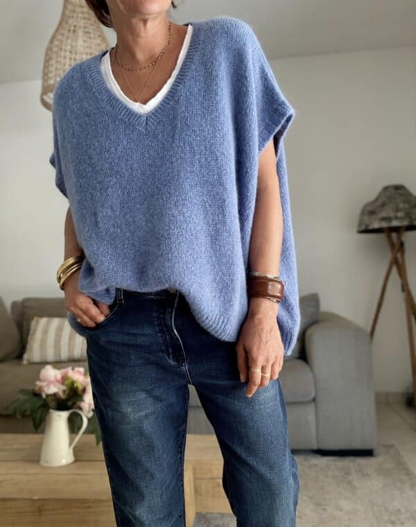 Pull oversize en kid mohair bleu Noé – Image 6