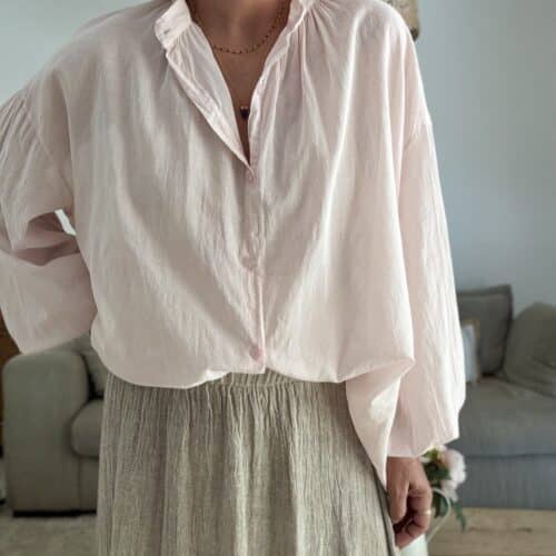 Chemise oversize en voile de coton rose Miya