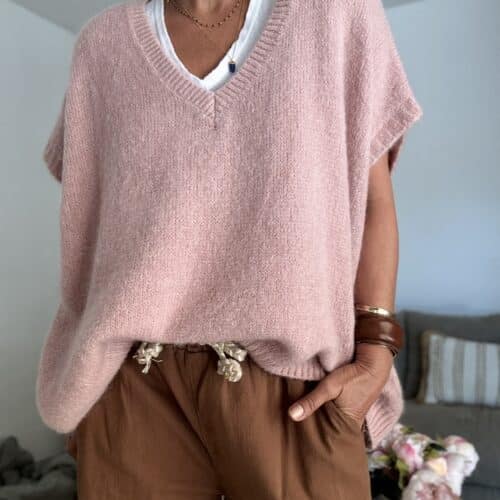 Pull oversize en kid mohair vieux rose Noé