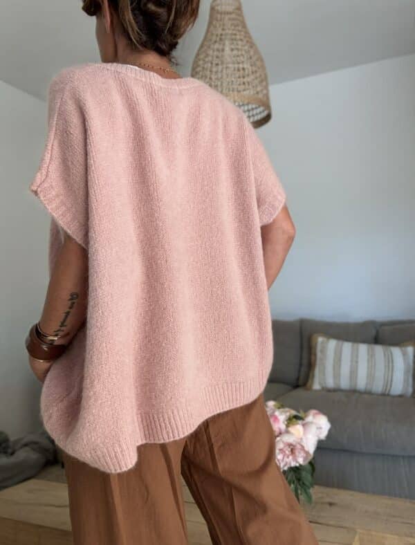 Pull oversize en kid mohair vieux rose Noé – Image 3