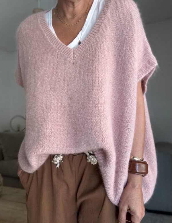 Pull oversize en kid mohair vieux rose Noé – Image 7