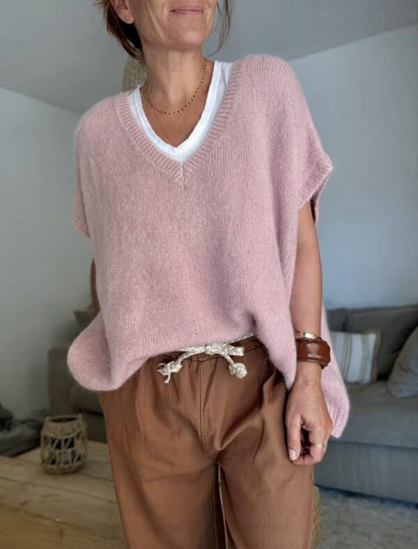 Pull oversize en kid mohair vieux rose Noé – Image 5