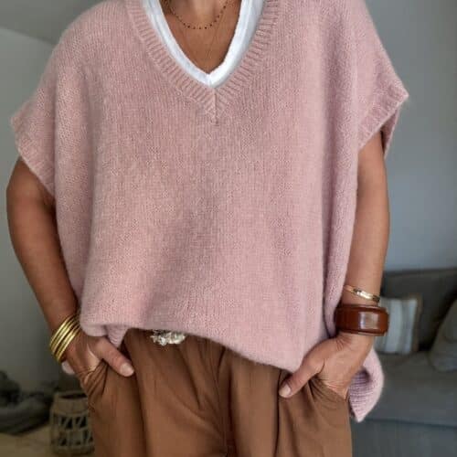 Pull oversize en kid mohair vieux rose Noé